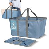 CleverMade Opvouwbare wasmand, denim/houtskool, 2 stuks, 50 l