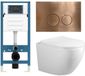 Adema Salina 2.0 Toiletset - 48.5x36x32cm - diepspoel - spoelrandloos - QeramiQ inbouwreservoir - softclose - quickrelease - toiletzitting - koperen metalen bedieningsplaat - ronde knoppen - wit