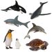 Terra by Battat - AN6050DZ – set zeedieren – bultrug, dolfijn, orka, pinguïns (x2), haai, zeeschildpad – vanaf 3 jaar