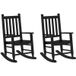 Rocking chairs for children, set of 2, black, solid poplar wood