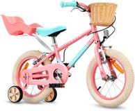 Sun Baby Kinderfiets 14 Inch LOVEL Fiets pour Fille 3-5 Ans, Max 50 kg - Rose-Menthe