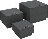 vidaXL Opbergboxen met deksels 3 stuks massief grenenhout grijs