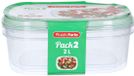 Plasticforte Boîtes de conservation - 2x pièces - 2 litres - réutilisable - transparent/vert - plastique - micro-ondes - congélateur