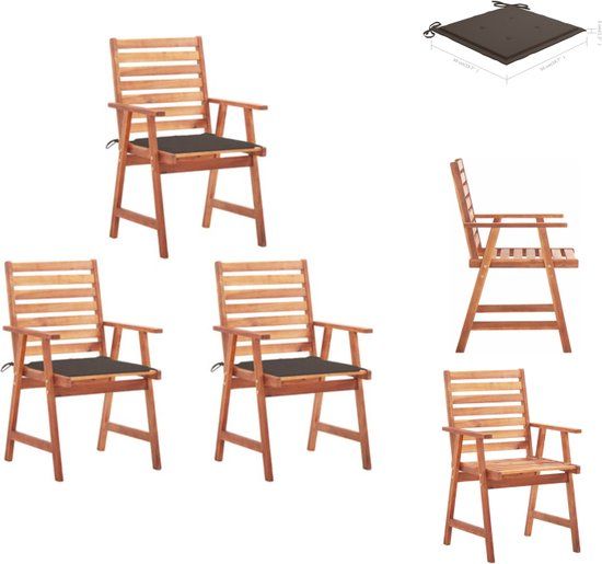 vidaXL Tuinstoel met Kussen Acaciahout - 56 x 62 x 92 cm - Taupe - 8 stuks