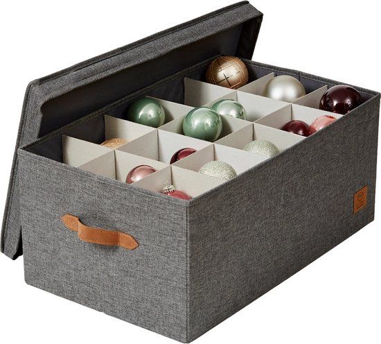 Store It Kerstballen opbergbox grijs 30 ballen