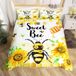 Jeu de literie avec des motifs d'abeilles et de tournesols, 220 x 230 cm, en microfibre, couleurs vives