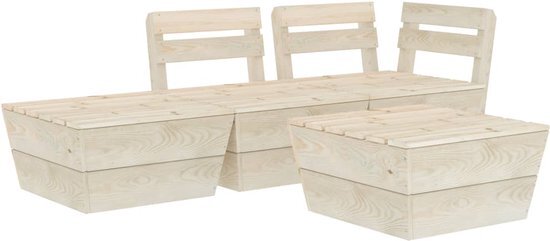 vidaXL 4-delige Loungeset pallet geïmpregneerd vurenhout