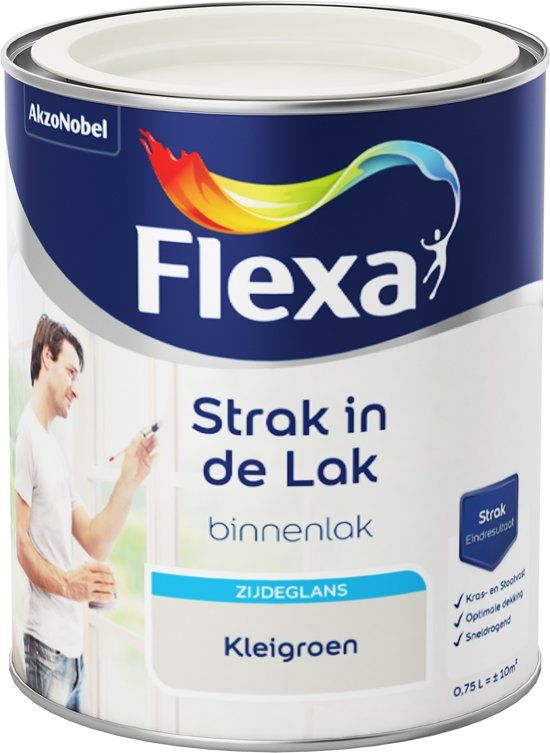 FLEXA Strak in de Lak - Watergedragen - Zijdeglans - kleigroen - 0,75 liter
