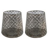 2x pièces bougeoir/porte-bougie chauffe-plat de luxe - couleur bronze - métal - D12 x H13 cm -