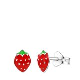 Lucardi Meisjes Oorknop Aardbei Echt Zilver Zilverkleurig