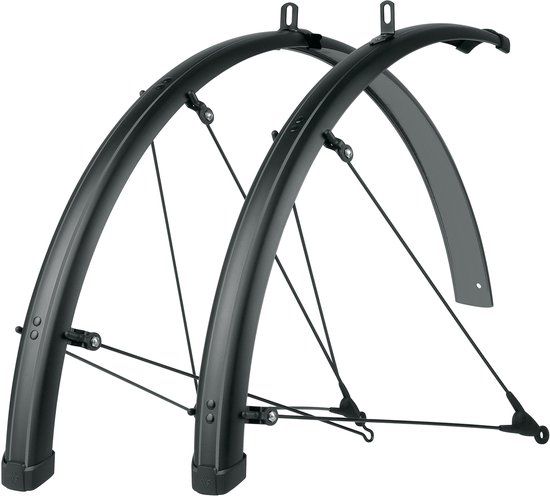 SKS Spatbordenset - Krijtstreepdesign - Mat Zwart - 55mm Breed - Voor 27,5" tot 29" Wielen