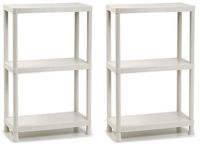 Plasticforte opbergrek schuur/zolder - 2x - kunststof - wit - 30 x 60 x 95 cm - met 3 planken