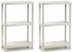 Plasticforte opbergrek schuur/zolder - 2x - kunststof - wit - 30 x 60 x 95 cm - met 3 planken
