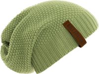 Knit Factory Coco Gebreide Muts Heren & Dames - Sloppy Beanie hat - Sage Green - Warme Lichtgroene Wintermuts - Unisex - One Size