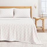 Great Bay Home California King Size Kerst Flanellen Beddengoedset, 100% Turks Katoen Dubbel Geborsteld Winter Beddengoed Ultrazacht Gezellig 4-delige Beddengoedset