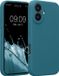 kwmobile telefoonhoesje geschikt voor Apple iPhone 16 - TPU backcover met siliconen coating - Smartphone case in mat petrol