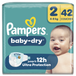 Pampers Baby-Dry, Taille 2, 42 Couches, 4-8kg, Une Nuit Confortable Jusqu’À 100% Sans Fuites
