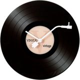 Ostaria Wandklok/muur klok Vinyl - D30 cm - glas - Zwart - AA Batterij