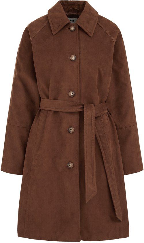 WE Fashion Dames jas met suède look Cinnamon brown M (38)