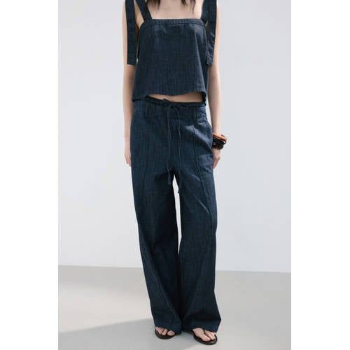 Mango Wide Leg Jeans Dark Blue Denim