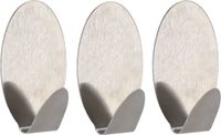 Tendance crochet de plaque ovale - 3 pièces - Acier inoxydable - Argent