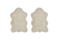 LUXOR living Wollig tapijt van imitatiebont voor de slaapkamer, ideaal voor gebruik als bedkleed, slaapkamer, set van 2, 55 x 80 cm, beige