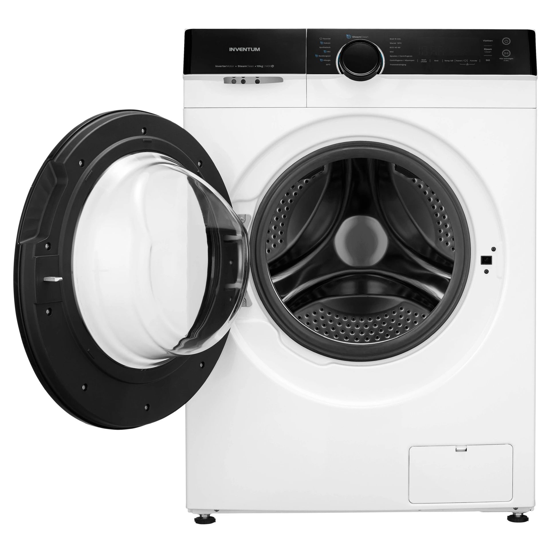 Inventum VWM1010W - Wasmachine - 10kg - 14 programma's - 1400 toeren - Energieklasse A-30% - Steam Clean - Stil: 72 dB - Wit/Zwart