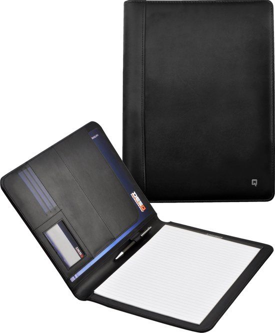 DESQ A4 Writing Pad - Black Faux Leather - Includes 20-Sheet Pad