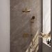 Brauer Gold Carving Thermostatische Regendoucheset Inbouw - Hoofddouche 30 cm - Rechte Wandarm - Met Drukknoppen - Handdouche 3 Standen - Doucheslang - Geintegreerde Glijstang - Geborsteld Goud