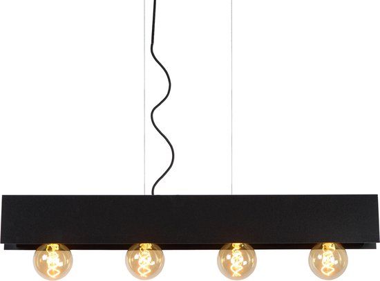 Lucide SURTUS - Hanglamp - 4xE27 - Zwart - Met dimfunctie
