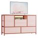 Garvee Comfortabele tv tot 127 cm, 8 stoffen laden, ledlicht en | Robuuste metalen structuur, krasbestendig oppervlak, uitneembare laden, eenvoudige montage, veelzijdig inzetbaar