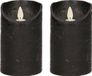 Anna's Collection Led kaars/stompkaars - 2x - zwart - H12,5 x D7,5 cm - wax - bewegende vlam