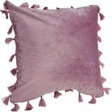 QUVIO Kussensloop met franjes - 45 x 45 cm - Roze