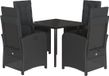 vidaXL 5-delige Tuinset met Kussens, Zwart, Polyrattan