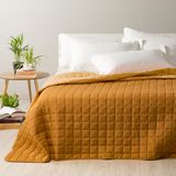 Caleffi - Sprei, gewatteerd, modern, eenkleurig, goudkleurig