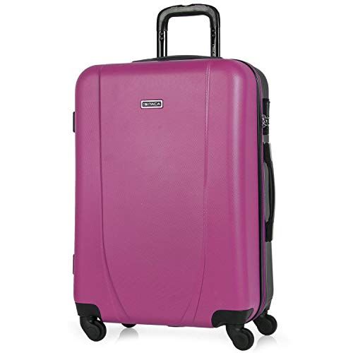 ITACA - Rigid Medium Suitcase - ABS 65cm Hard Shell - Lightweight 20kg - TSA Combination Lock - Fuchsia-Anthracite