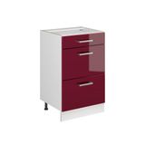 Vicco Keukenonderkast R-Line, Rode hoogglans/Wit, 50 cm zonder werkblad