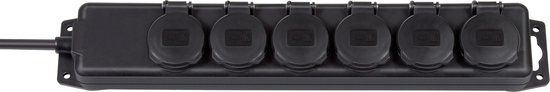 Brennenstuhl Stopcontactverdeler IP44 6-voudig zwart 2m H07RN-F 3G1,5