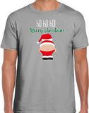 Bellatio Decorations fout kersttrui t-shirt heren - Kerstman - grijs - Merry Christmas S