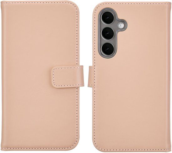 Selencia Echt Leren Bookcase voor de Samsung Galaxy S25 - Dusty Pink
