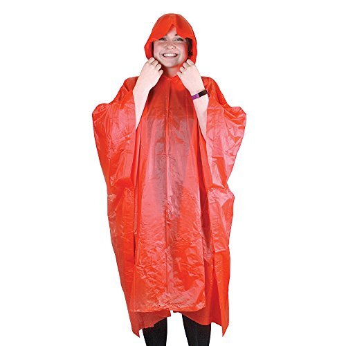 eBuyGB Heren 1320505-10 herbruikbare waterdichte poncho (10 stuks), rood, één maat