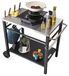 Corenia BBQ Werktafel – Barbecue Tafel – Grilltafel – Buitenkeuken Trolley – Werkbank Buiten – Roestvrijstalen Blad – Dubbele Plank – 85x55 cm – Verrijdbaar Met 2 Wielen