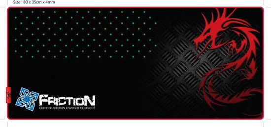 Dragon War GP3 Friction XXL Gaming Mouse Pad - Black/Red - 80cm x 35cm