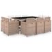 vidaXL 11-delige Tuinset met kussens poly rattan beige