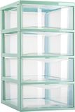Plasticforte Ladeblokje/bureau organizer met 4x lades - transparant/mintgroen - L18 x B25 x H33 cm
