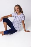 Pastunette Pyjama Purple Haze Katoen Wit/Blauw Knoopsluiting Maat 54