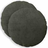 vidaXL - Taie d'oreiller - 2 pièces - HEERLEN - anthracite - Ø 50 cm - velours côtelé