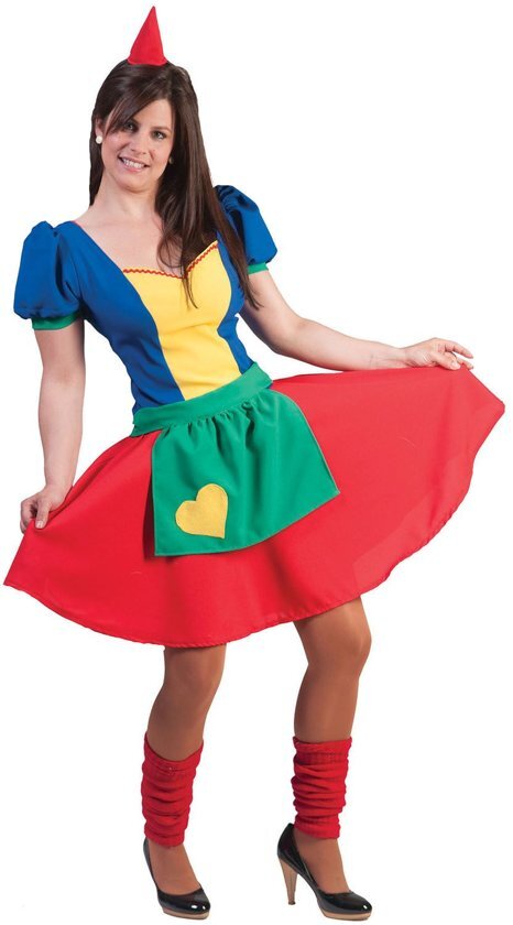 Funny Fashion Dwerg & Kabouter Kostuum Kleurige Sprookjesboek Jurk Vrouw Maat 36-38 Carnaval kostuum Verkleedkleding