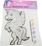 Wins holland Canvas Schilderen - Eenhoorn - incl Penseel en 6 kleuren verf