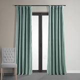HPD Half Price Drapes Signature fluwelen thermische verduisteringsgordijnen voor woonkamer, slaapkamer, 127 cm breed x 213,4 cm lang (1 paneel), hemelsblauw